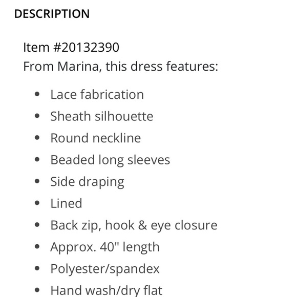 Marina Round Neck Beaded Lace Long Sleeve Side Drape Sheath Dress in Egg… - Picture 8 of 8